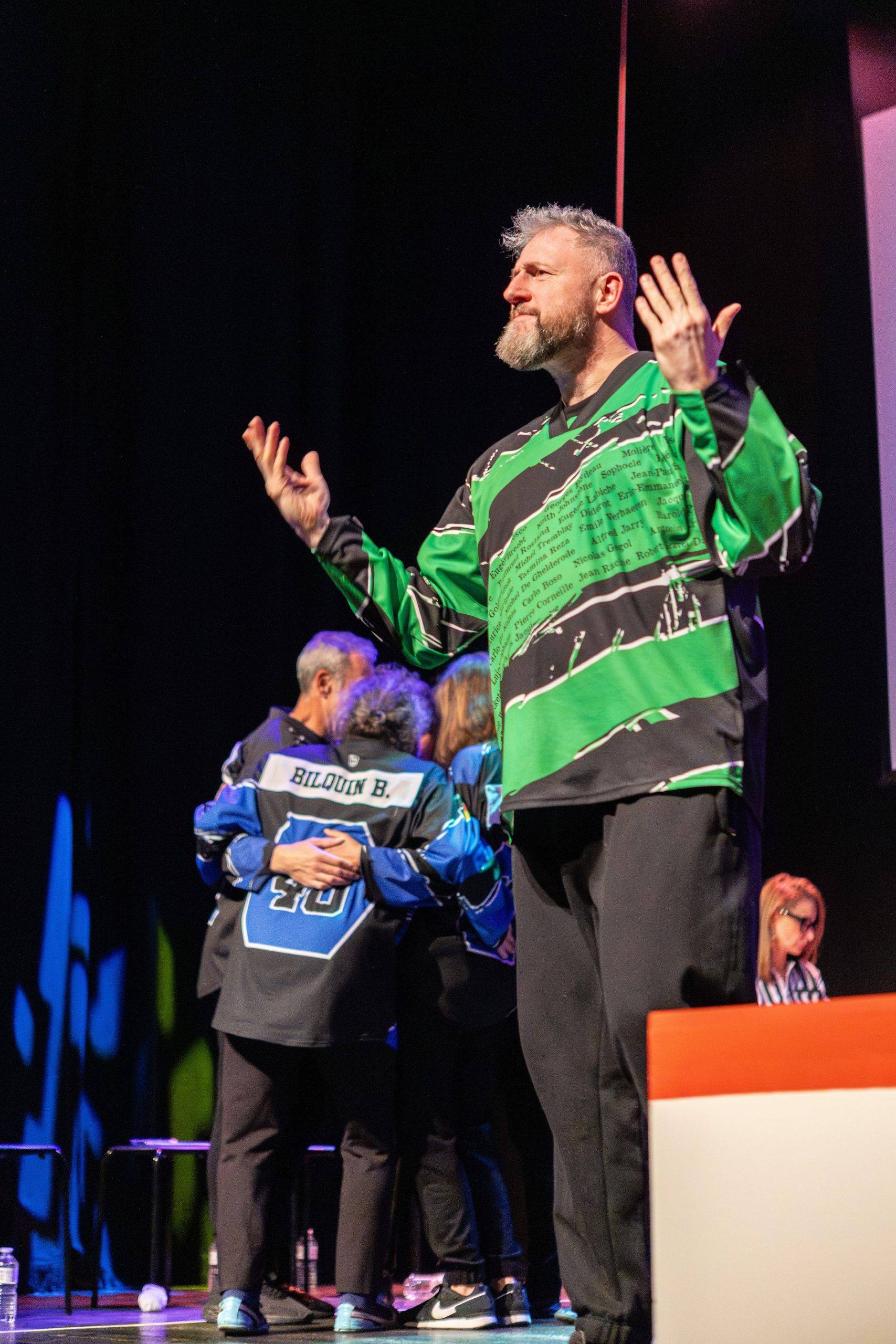 Jouteurs de la Ligue Boraine d'Improvisation durant le match d'impro des demi finales 2025 2026