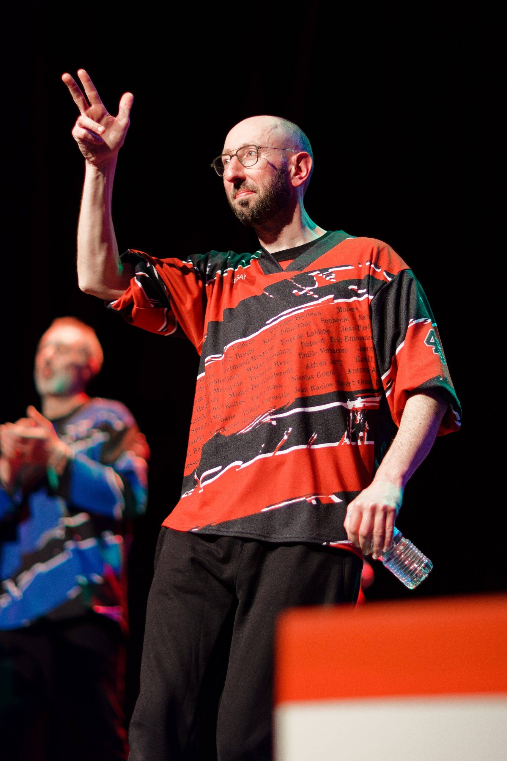 Joueurs de la Ligue Boraine d'Improvisation durant le spectacle match d'impro entre Jemappes et Mons