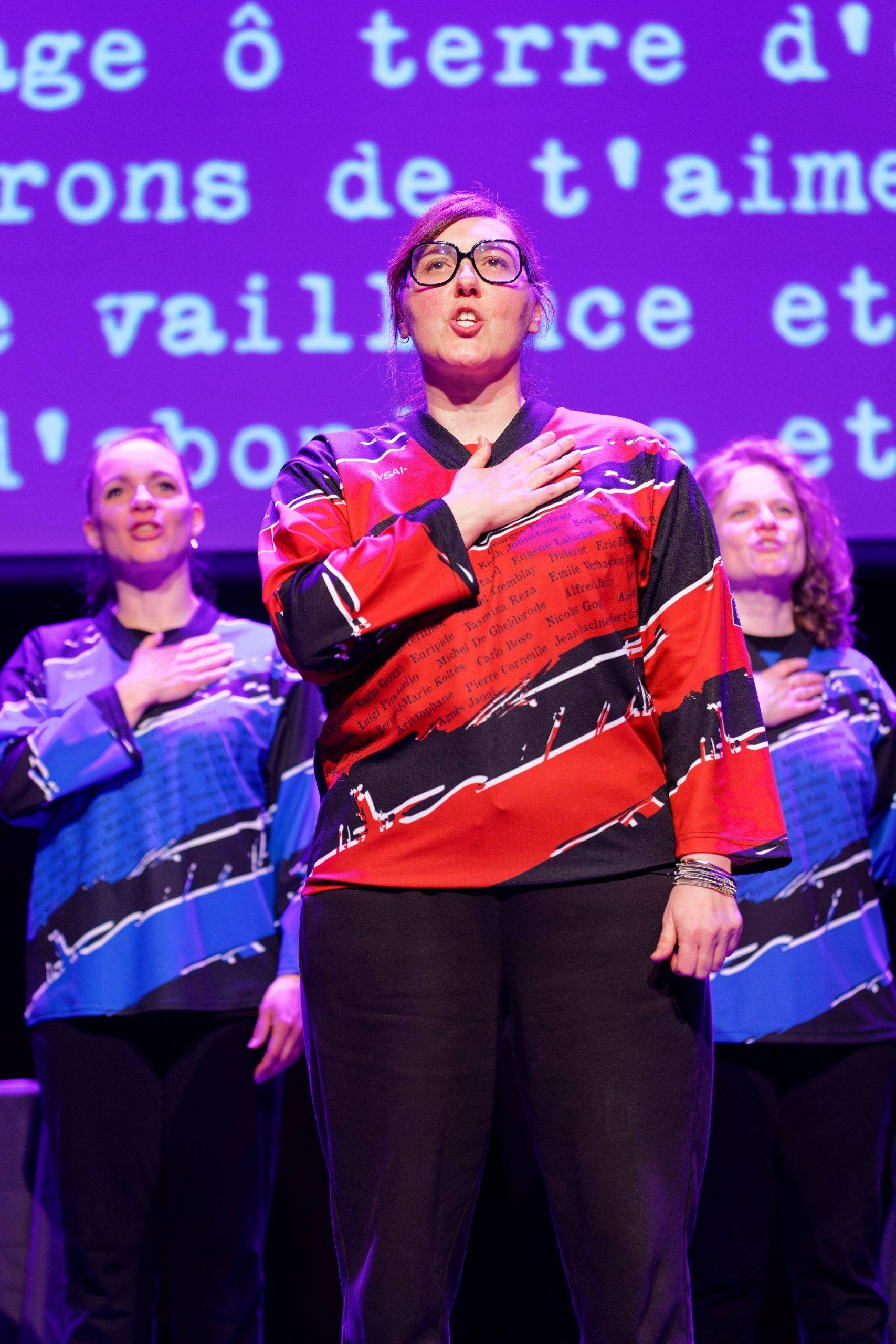 Joueurs de la Ligue Boraine d'Improvisation durant le spectacle match d'impro entre Jemappes et Mons