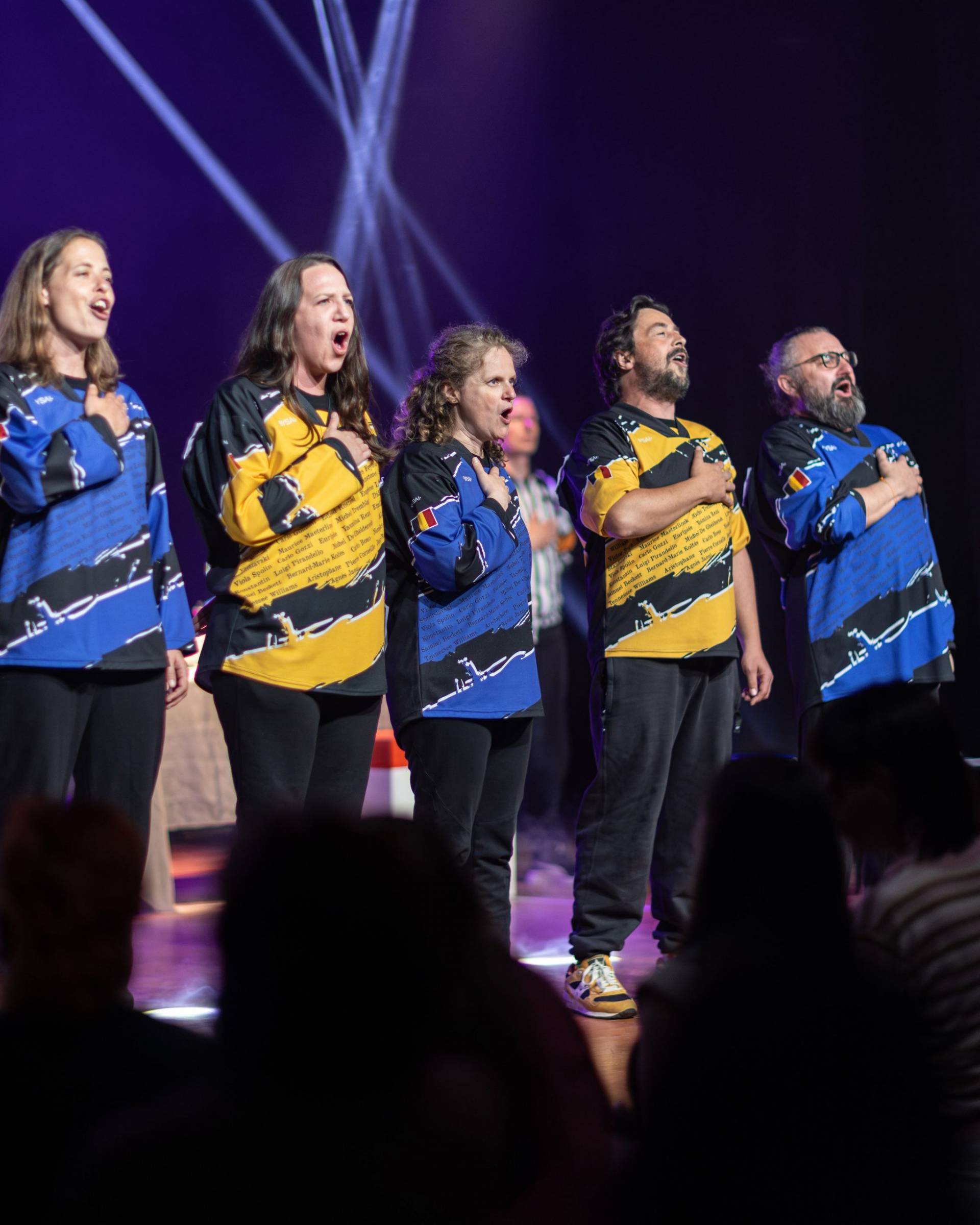 Improvisateurs de la ligue boraine d'improvisation lors de la finale 2025 2026 Mons Boussu Jemappes Quaregnon Impro