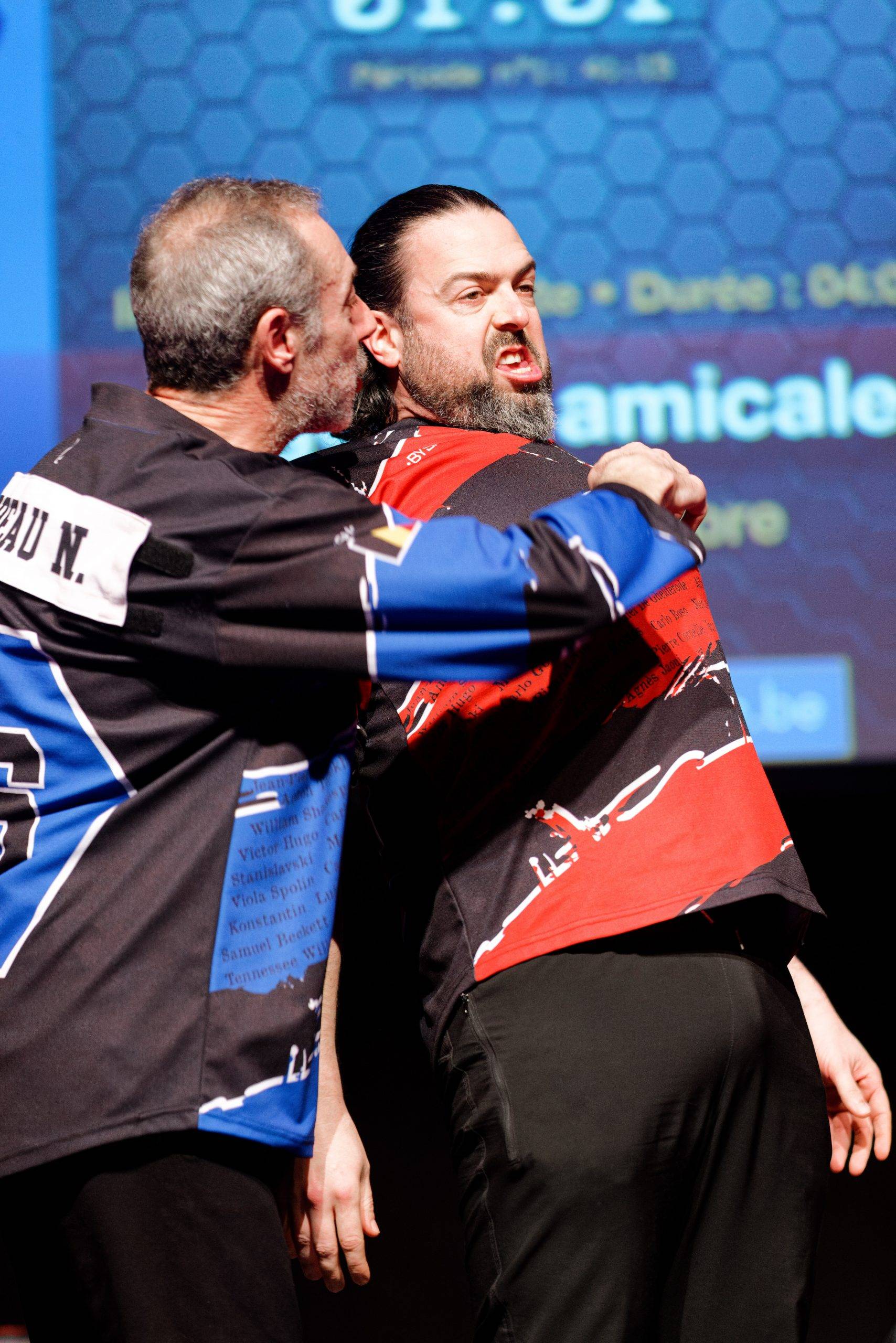 Joueurs de la Ligue Boraine d'Improvisation durant le spectacle match d'impro entre Jemappes et Mons