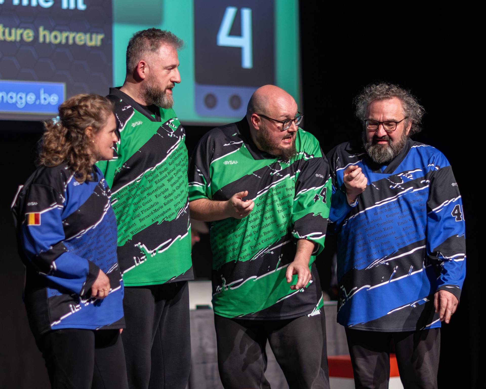 Jouteurs de la Ligue Boraine d'Improvisation durant le match d'impro des demi finales 2025 2026