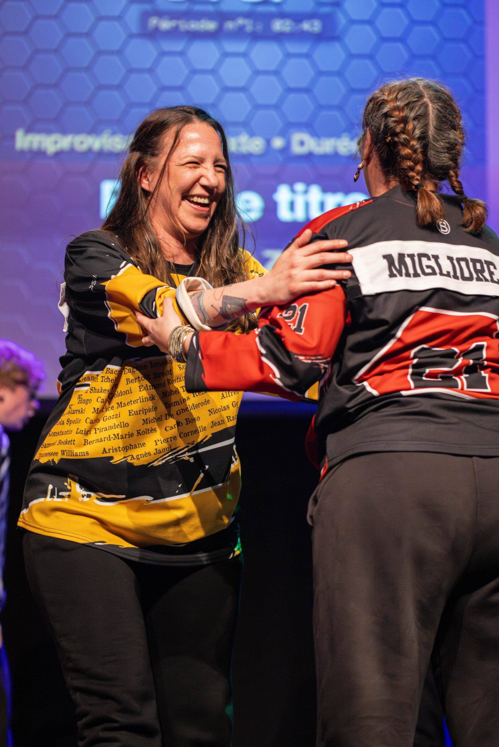 Jouteurs de la Ligue Boraine d'Improvisation durant le match d'impro des demi finales 2025 2026