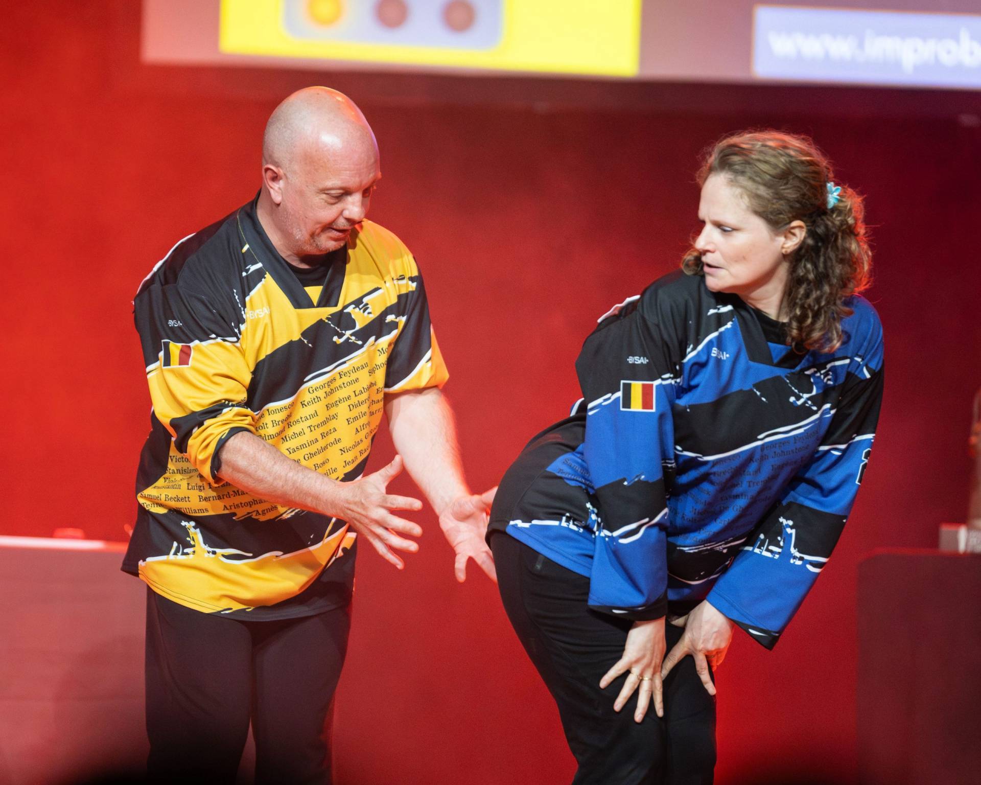 Improvisateurs de la ligue boraine d'improvisation lors de la finale 2025 2026 Mons Boussu Jemappes Quaregnon Impro