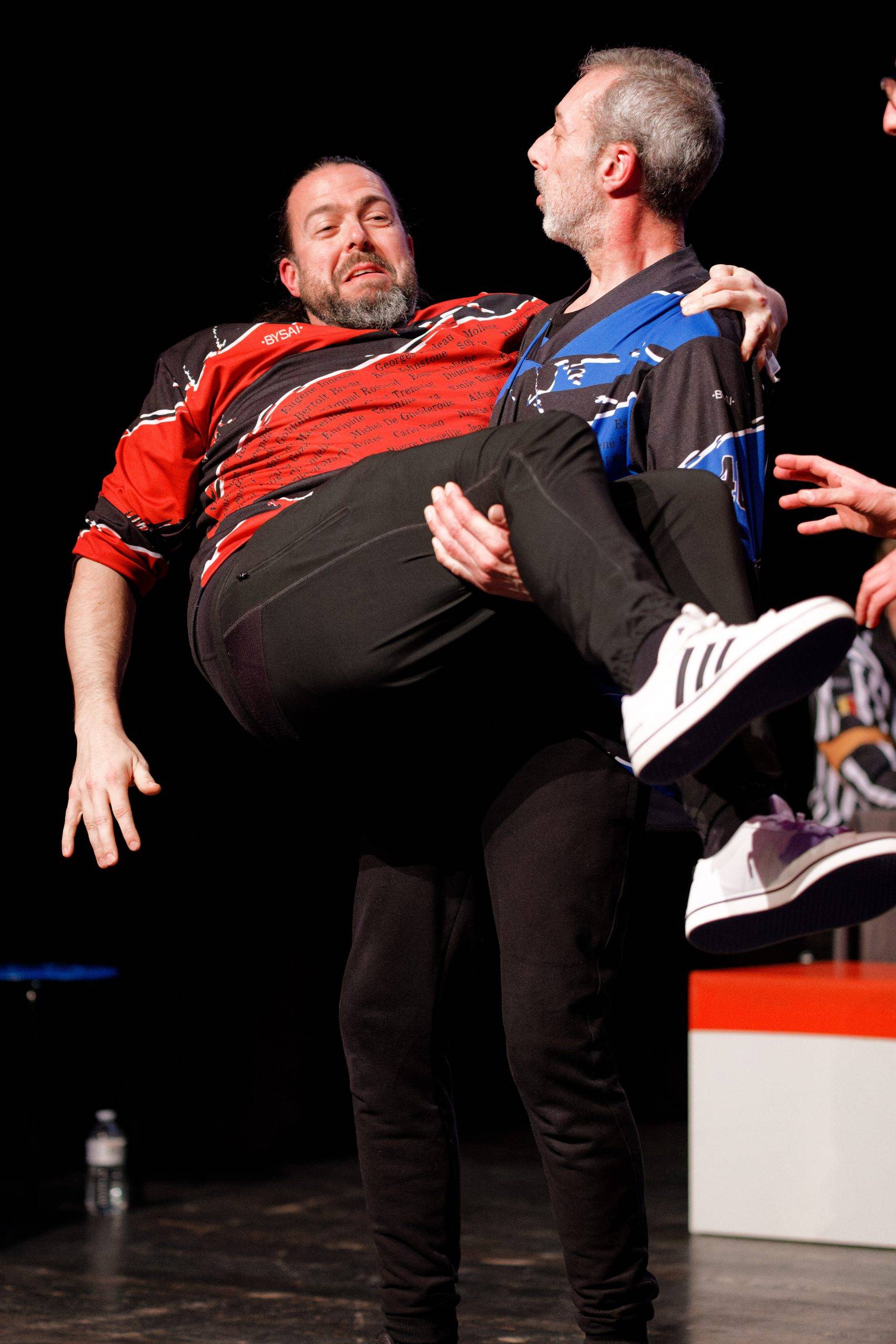 Joueurs de la Ligue Boraine d'Improvisation durant le spectacle match d'impro entre Jemappes et Mons