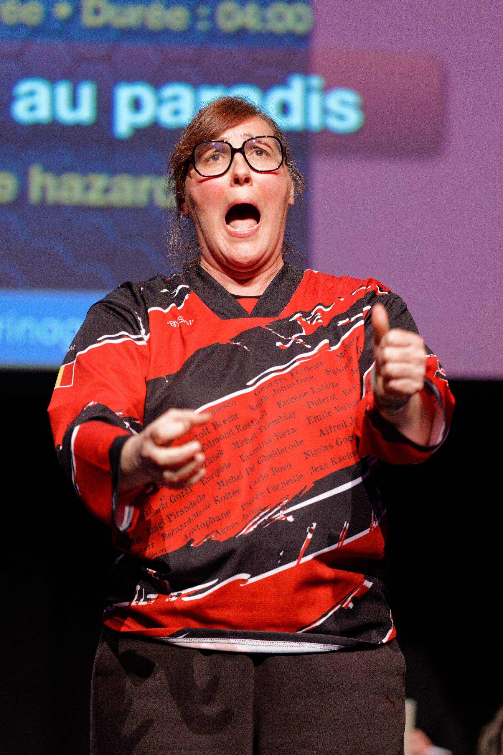 Joueurs de la Ligue Boraine d'Improvisation durant le spectacle match d'impro entre Jemappes et Mons