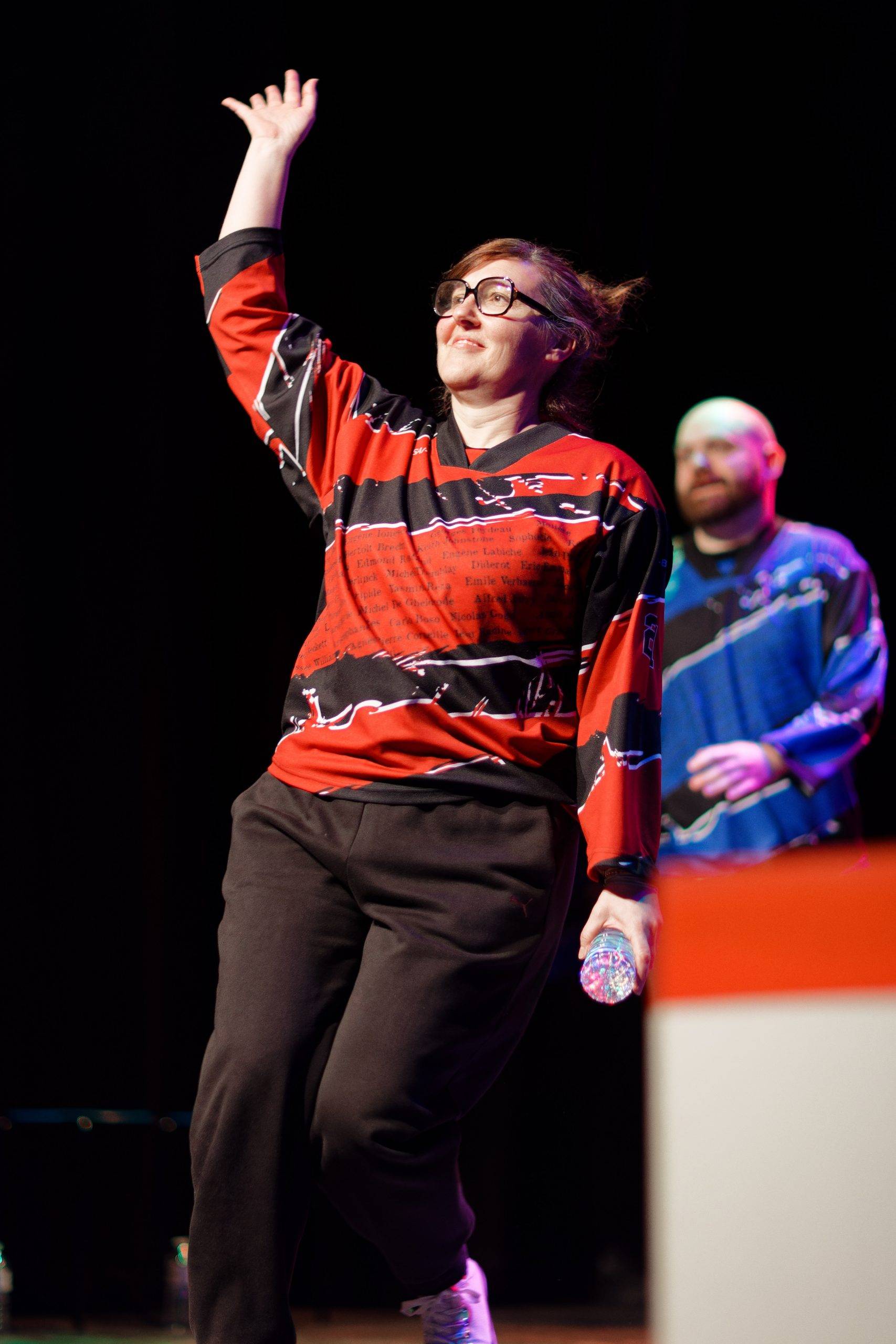 Joueurs de la Ligue Boraine d'Improvisation durant le spectacle match d'impro entre Jemappes et Mons